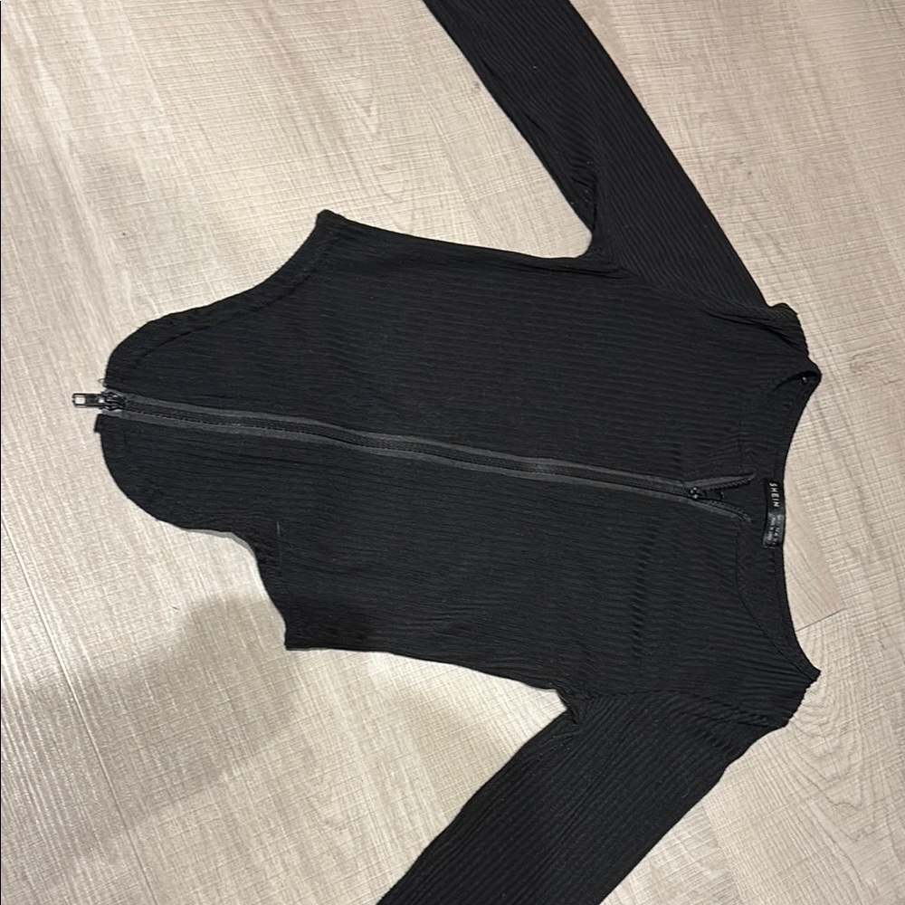 Black Zippered Women's Top